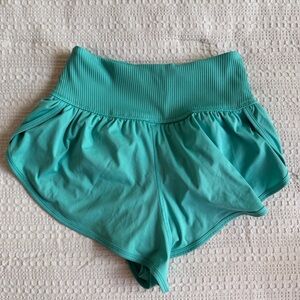 Free people movement teal high-rise shorts